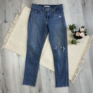 Levi's 311 Shaping Skinny Jeans Women's 26 Blue Stretch Denim Distressed